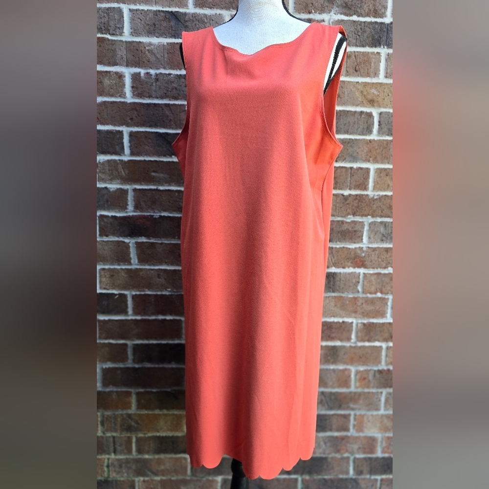 42 Pops Rust Orange Sheath Dress XL Sleeveless Stretch Bodycon Midi